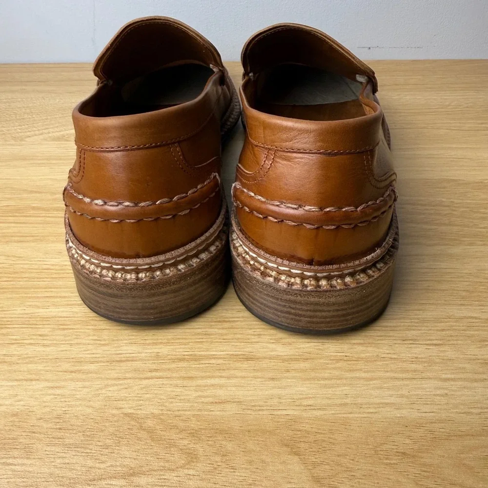 Luciano‎ Barbera Leather Slip On Loafers Mens 10.5 Tan Italian Luxury Designer